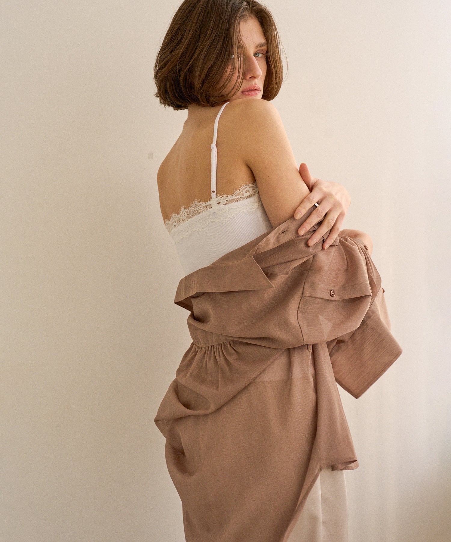 HAGOROMO Veil Shirt ブラウン　ミエリインバリアント HAGOROMO Veil Shirt – MIELI INVARIANT