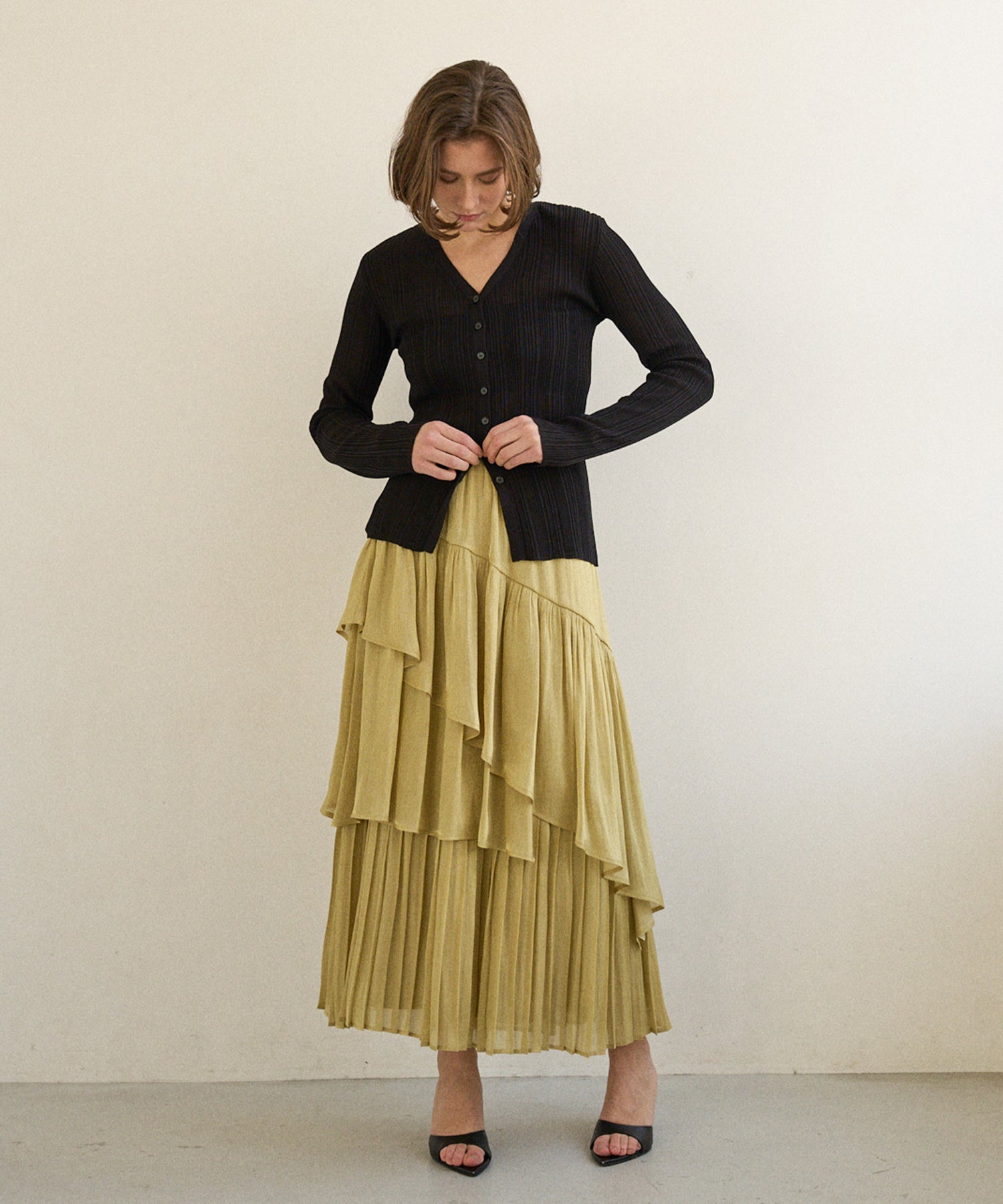 MIELI INVARIANT Aurora Tiered Skirt オレンジ Aurora Milky Way Tiered Skirt – MIELI INVARIANT