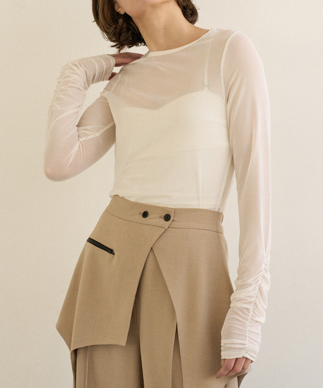 Shirring Mash Long Tee