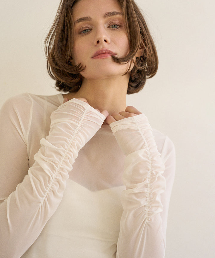 Shirring Mash Long Tee