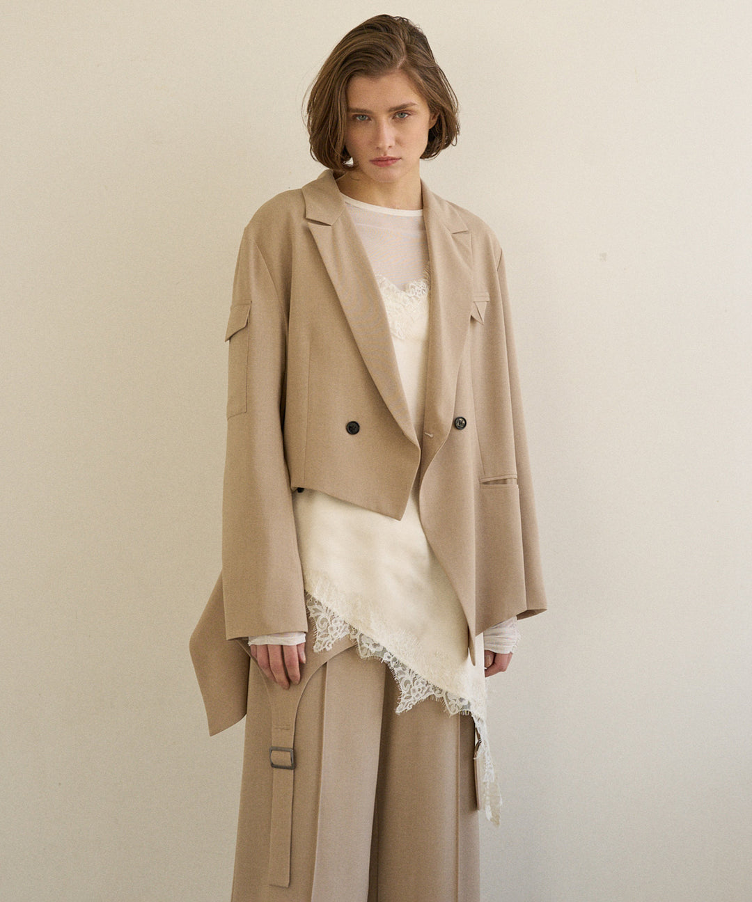 Shirring Mash Long Tee