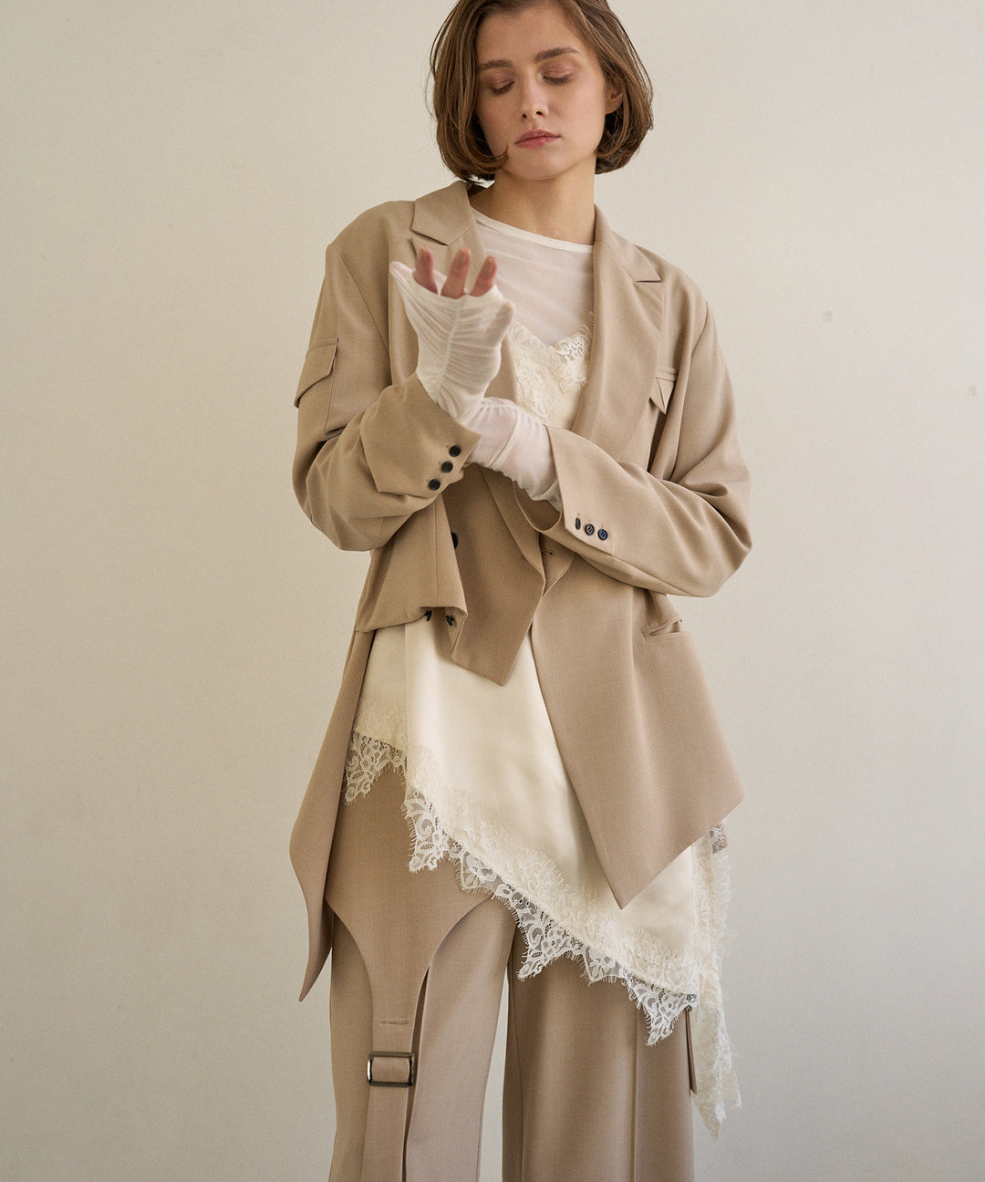 Shirring Mash Long Tee