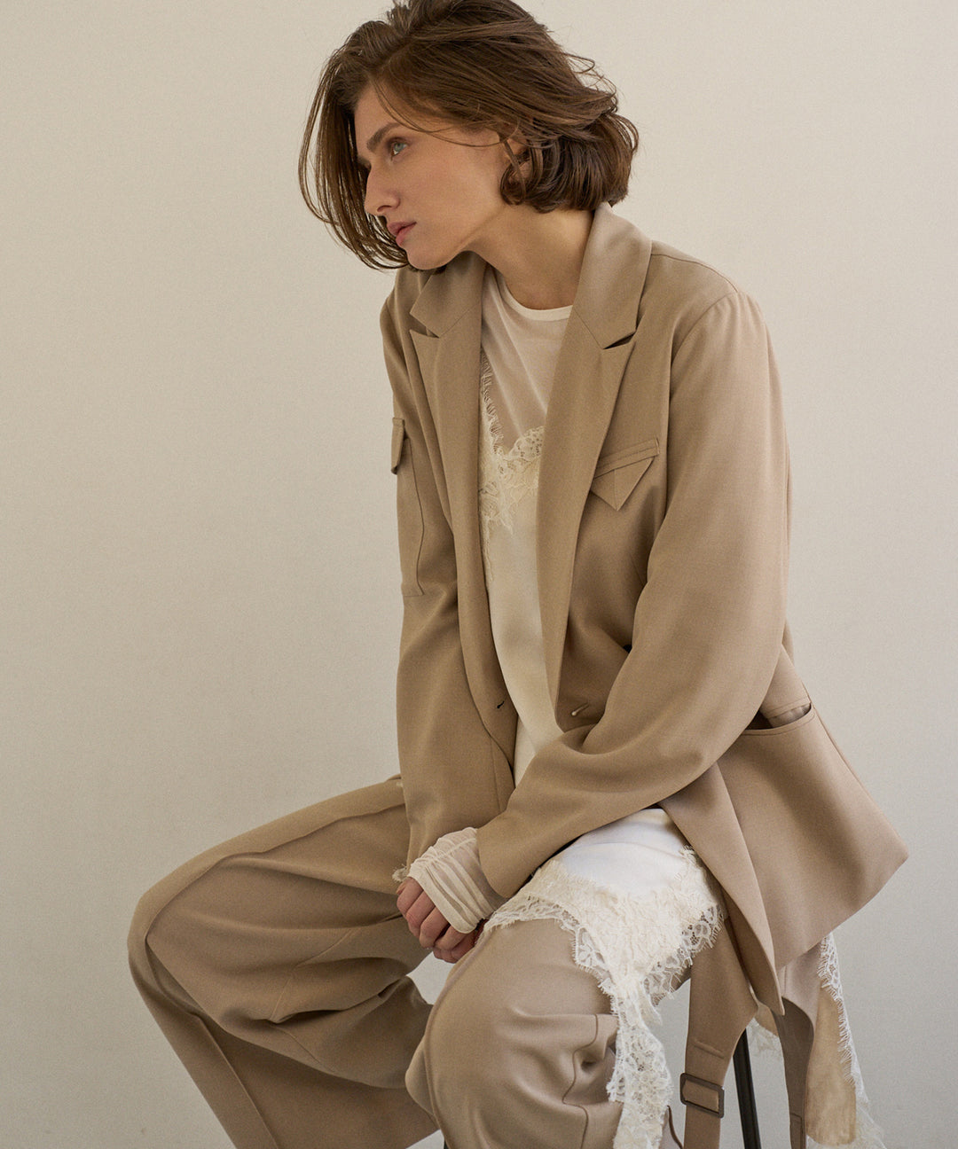 Shirring Mash Long Tee