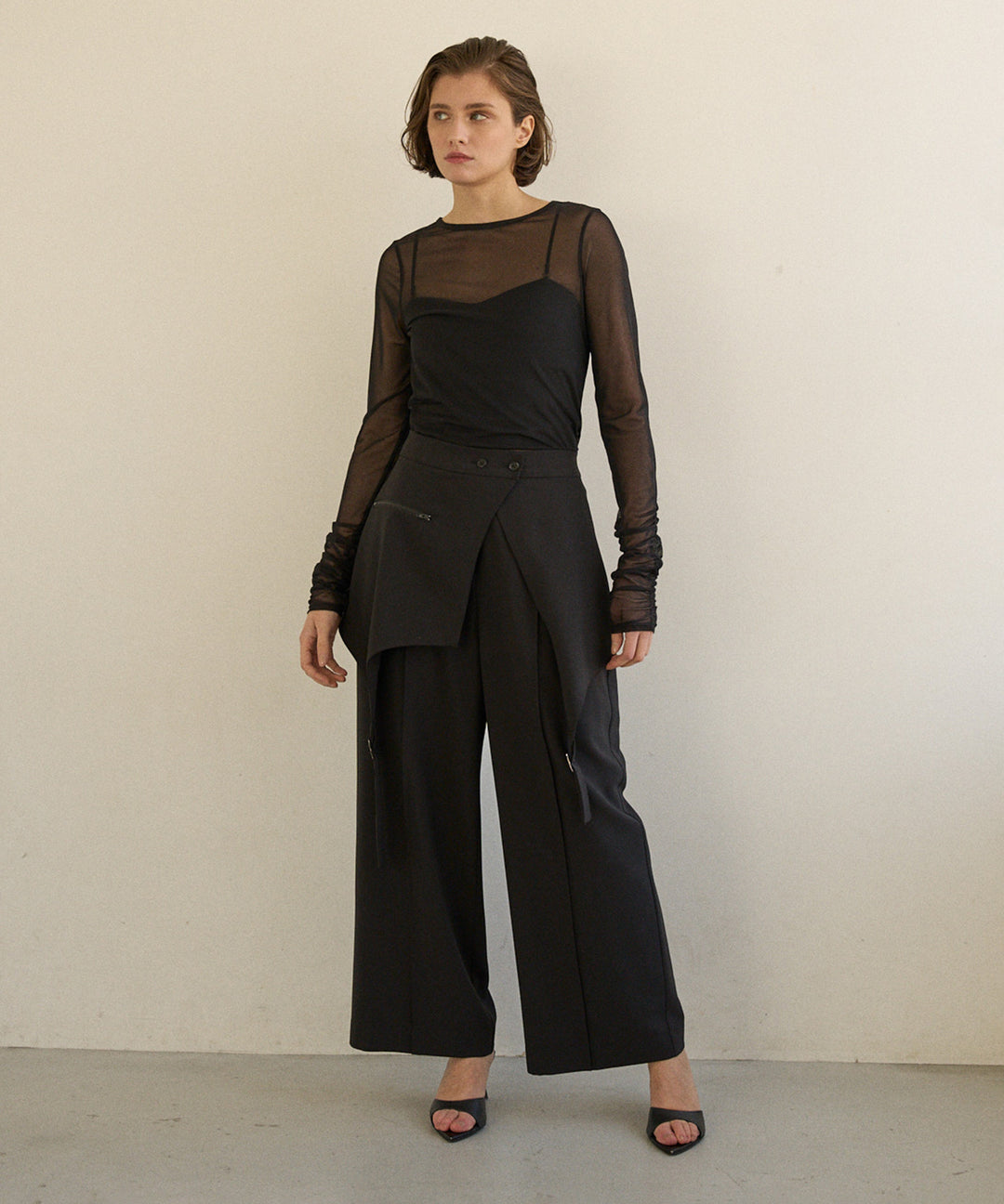 Shirring Mash Long Tee