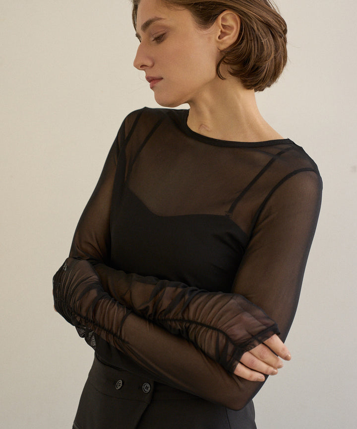 Shirring Mash Long Tee