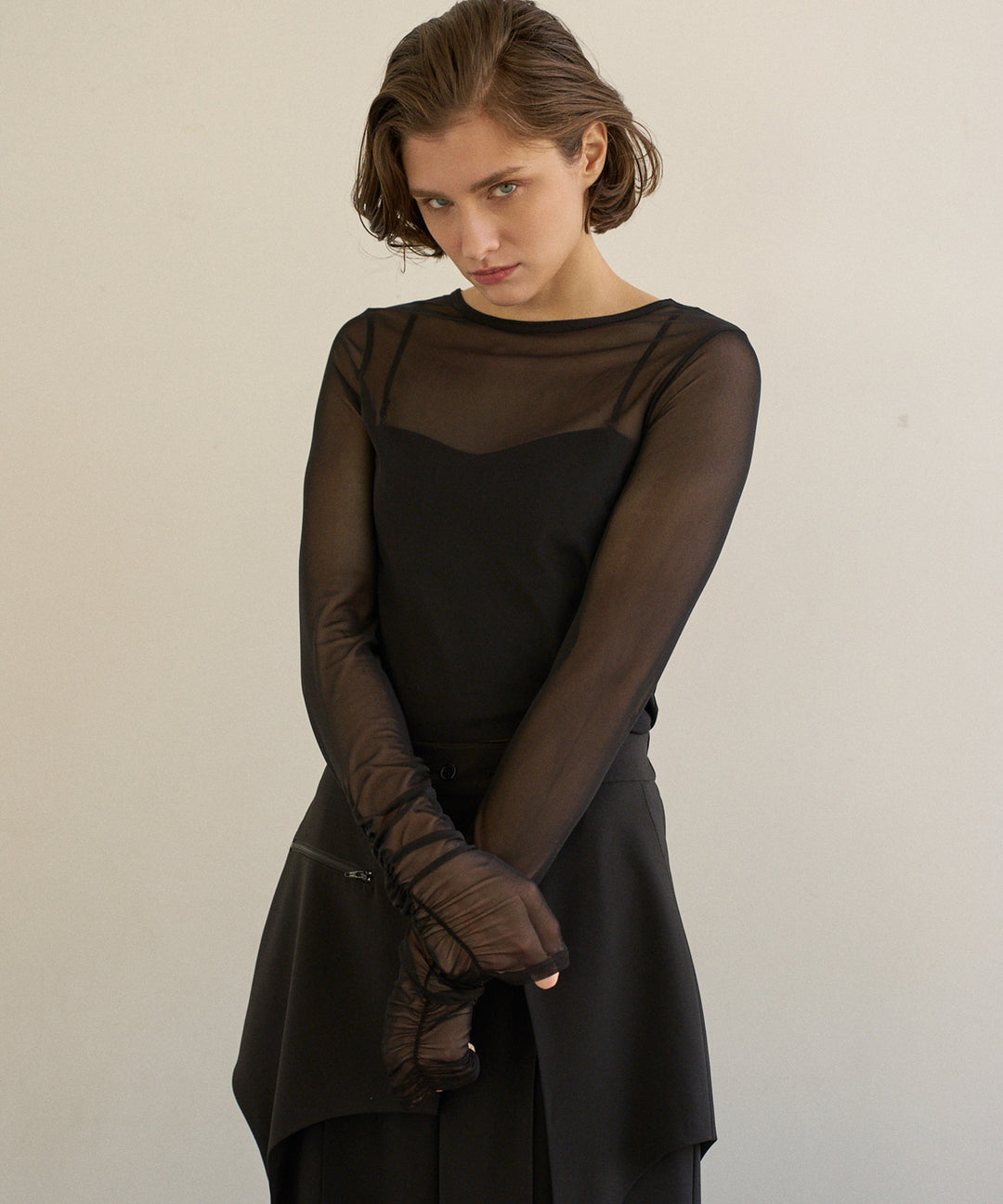 Shirring Mash Long Tee