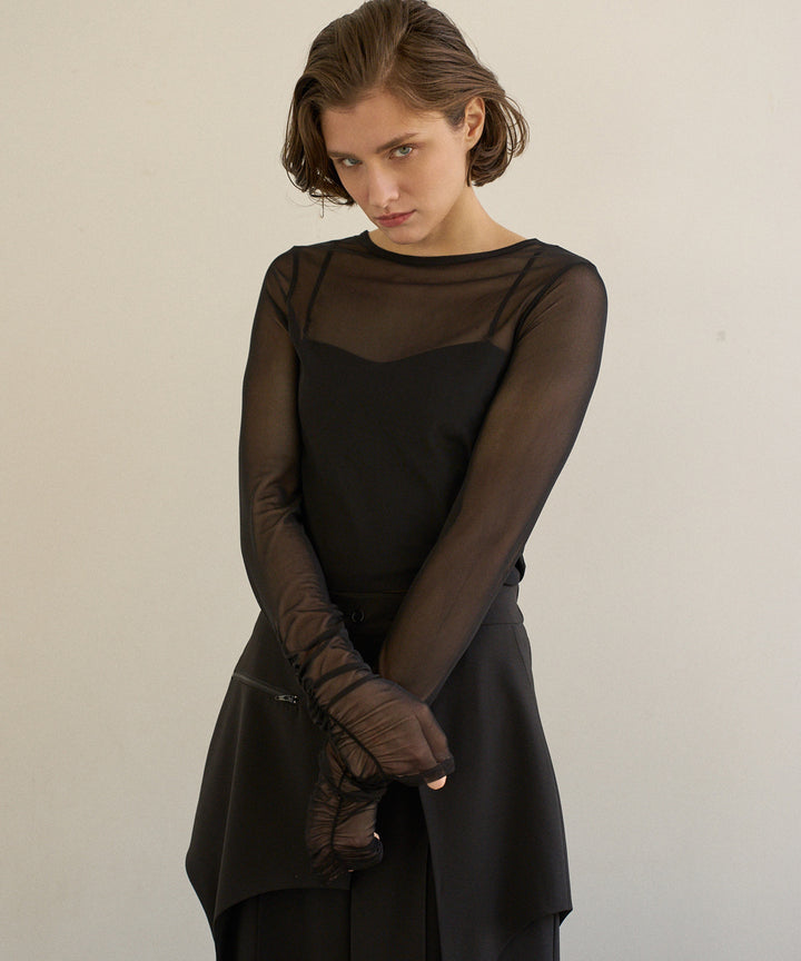 Shirring Mash Long Tee