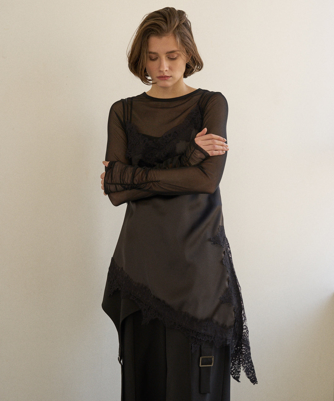 Shirring Mash Long Tee