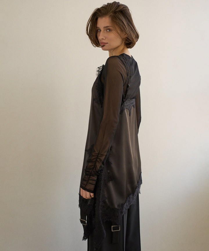 Shirring Mash Long Tee