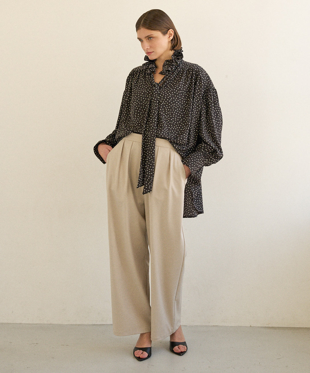 Dot Frill Classical Blouse