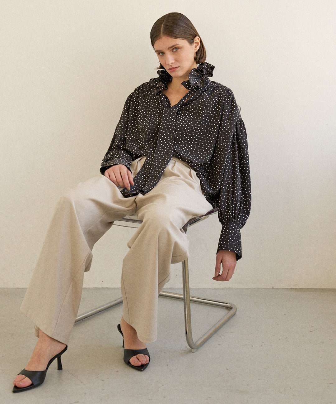 Dot Frill Classical Blouse