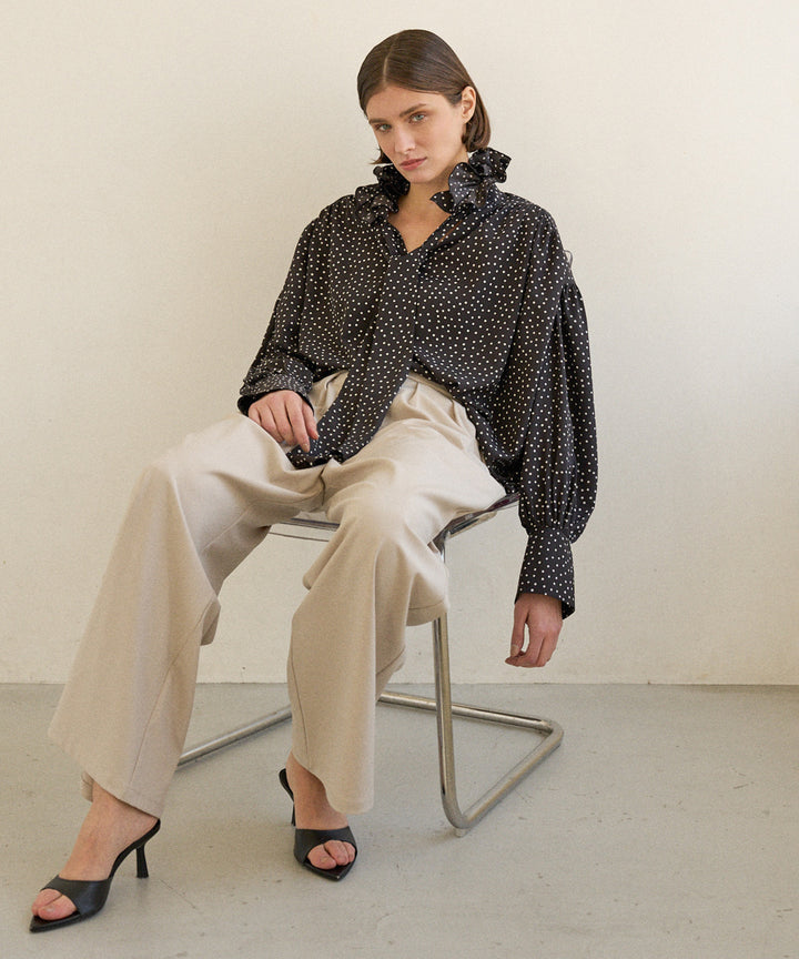 Dot Frill Classical Blouse