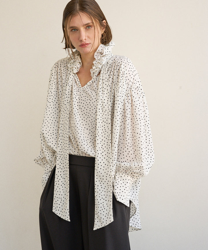 Dot Frill Classical Blouse