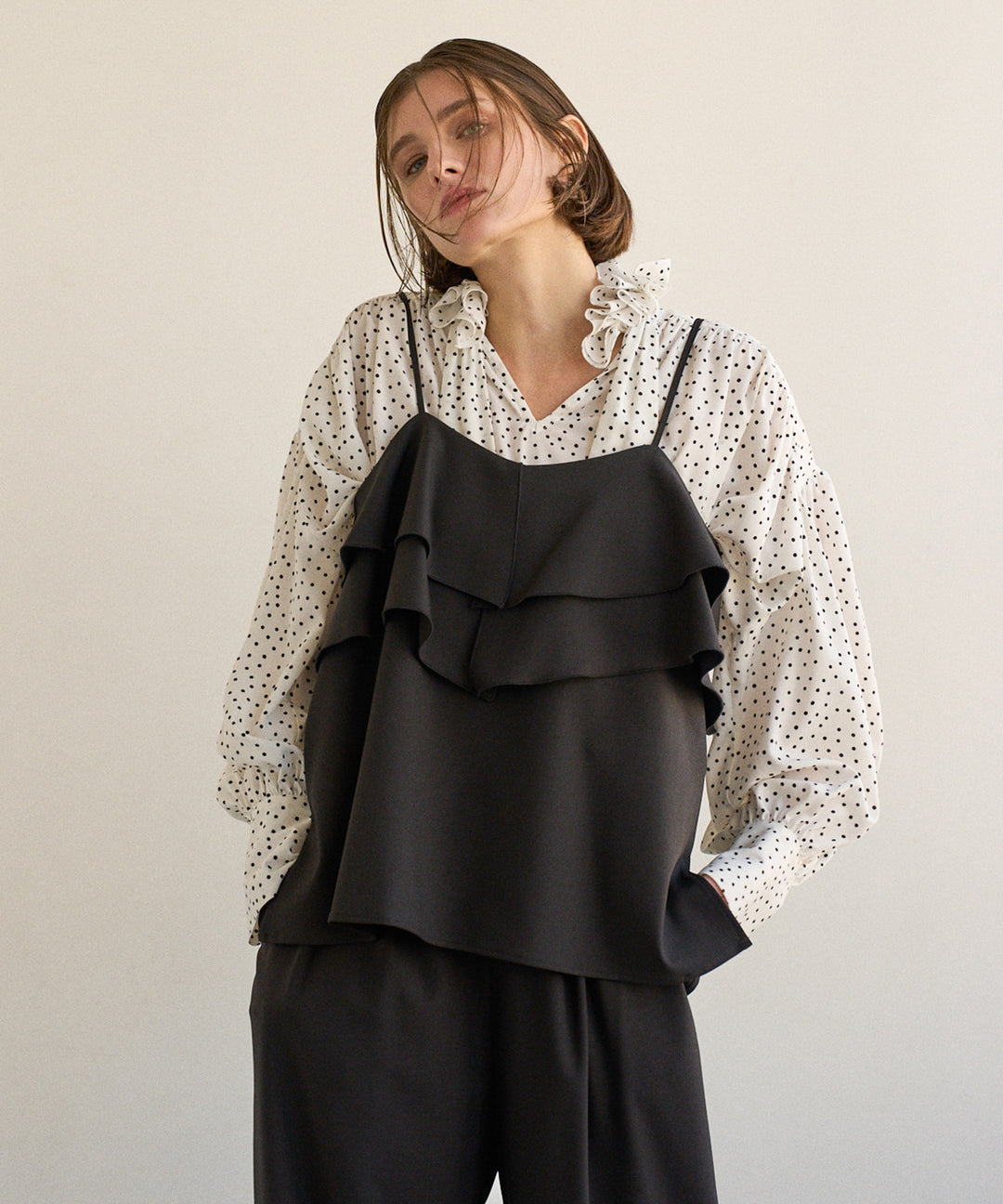 Dot Frill Classical Blouse