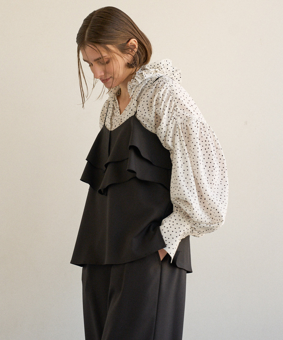 Dot Frill Classical Blouse