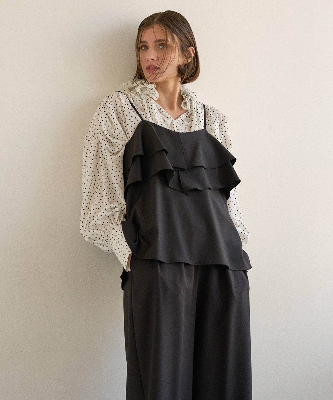 Dot Frill Classical Blouse