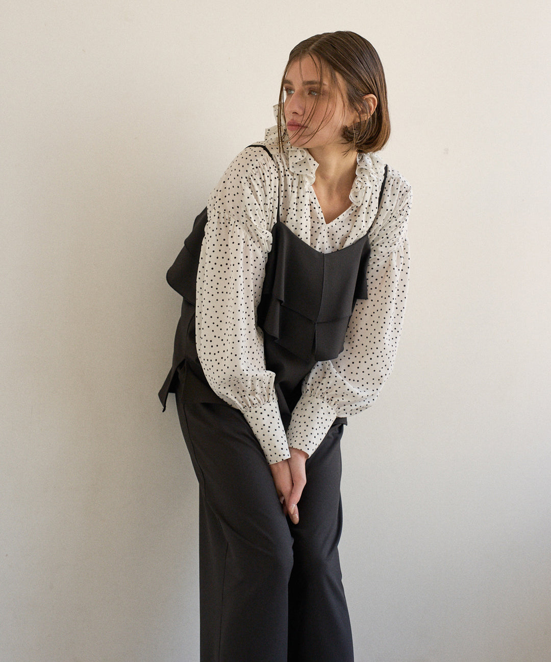 Dot Frill Classical Blouse