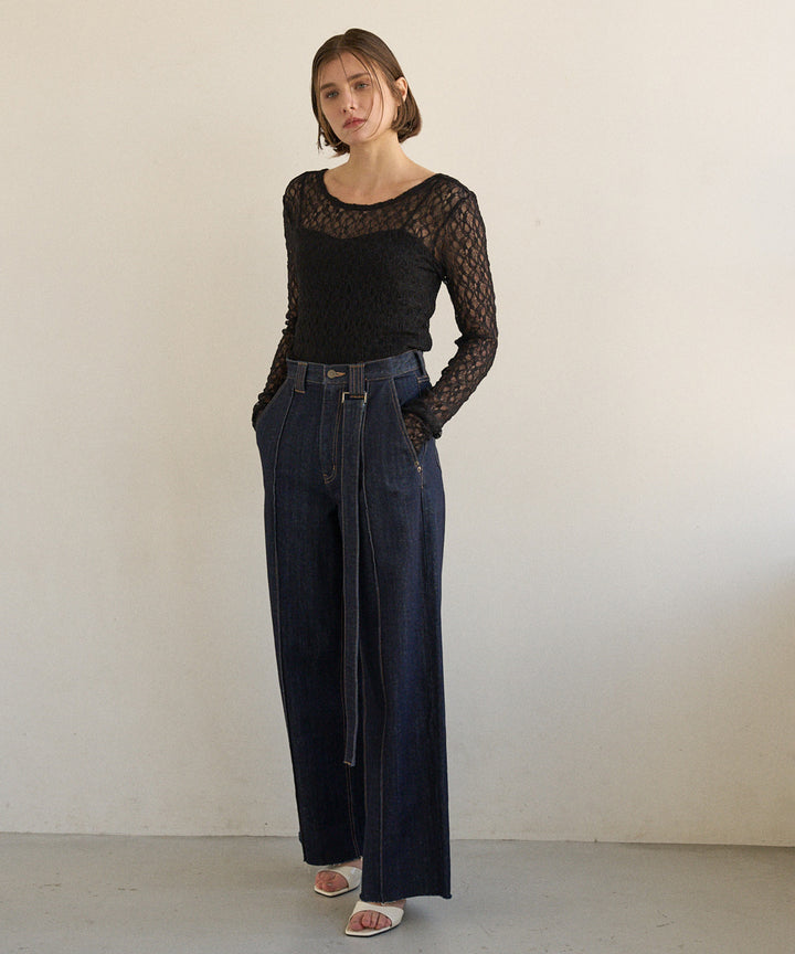 Stretch Lace 2way Long Tee