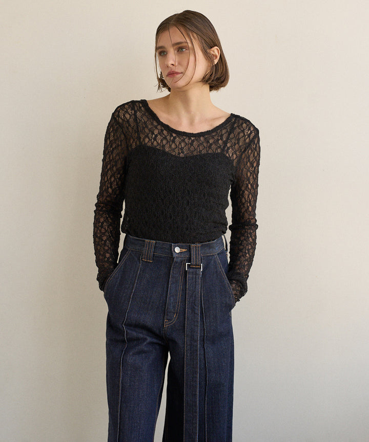 Stretch Lace 2way Long Tee