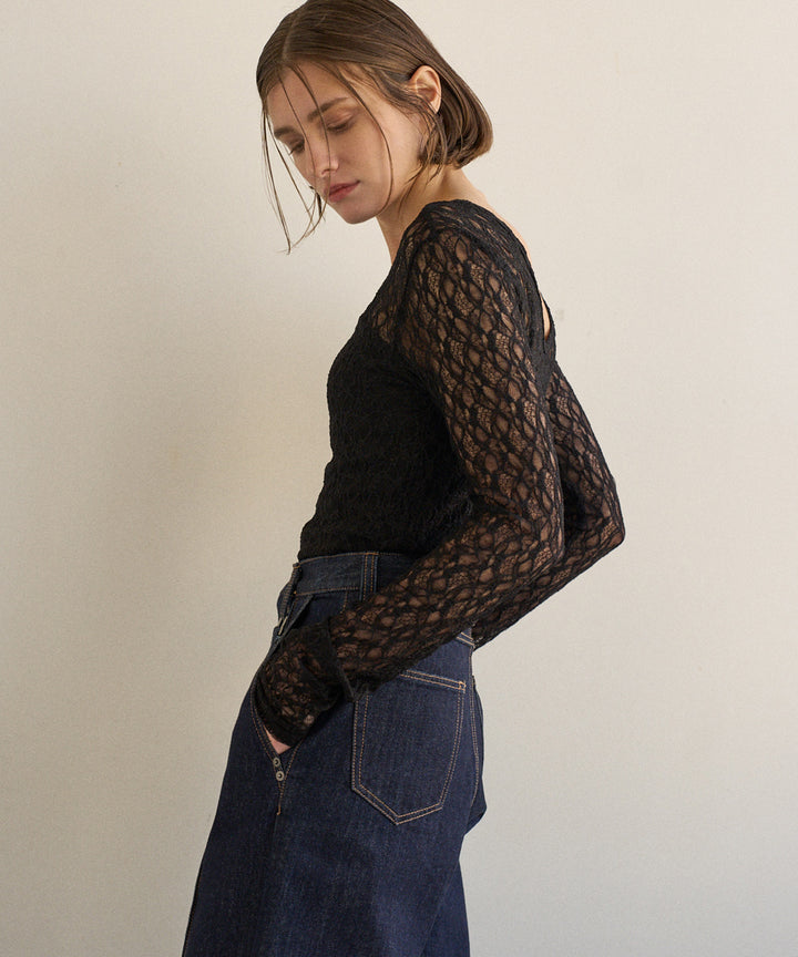 Stretch Lace 2way Long Tee