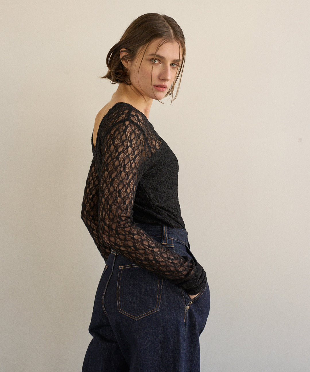 Stretch Lace 2way Long Tee