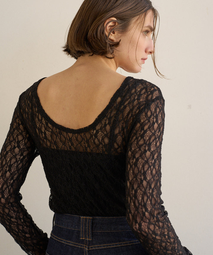 Stretch Lace 2way Long Tee