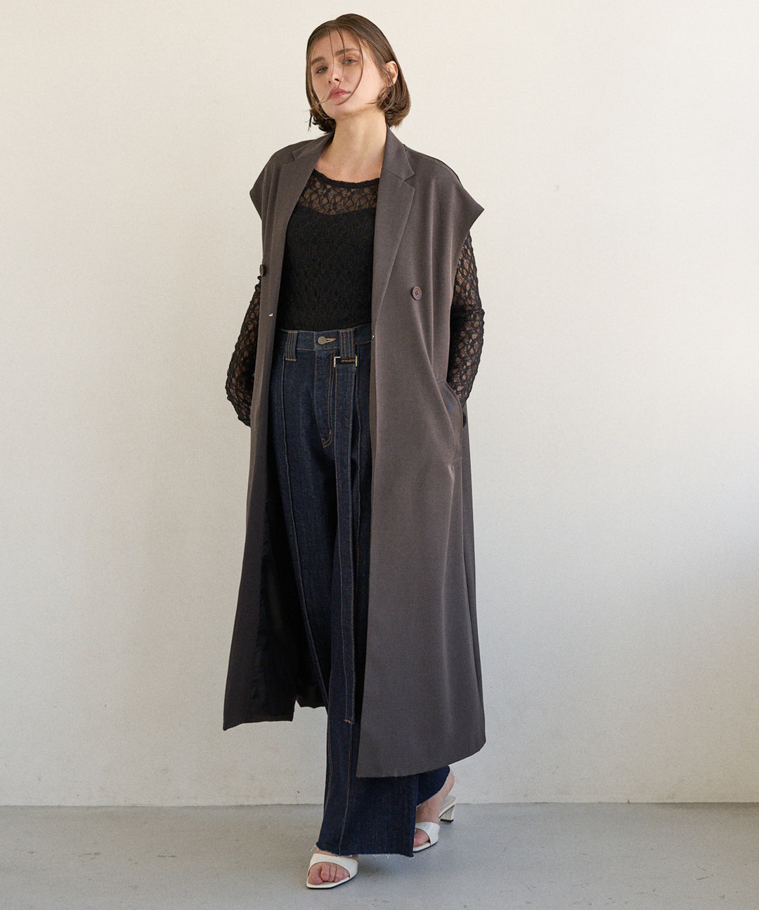 Wide Lapel Long Gilet