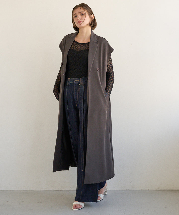 Wide Lapel Long Gilet