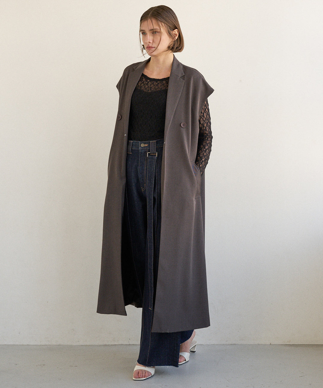 Wide Lapel Long Gilet