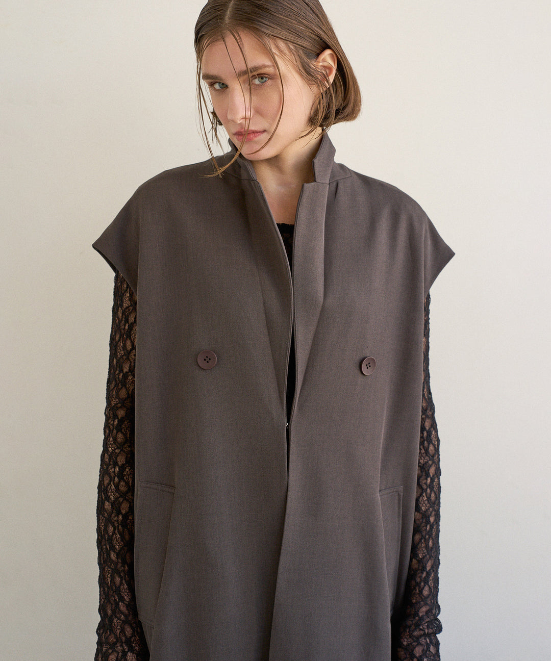 Wide Lapel Long Gilet