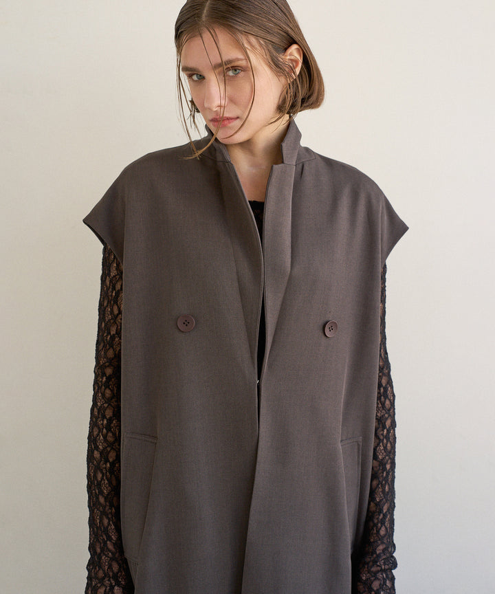 Wide Lapel Long Gilet