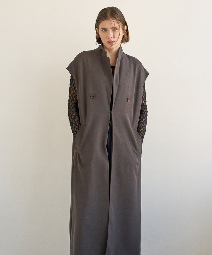 Wide Lapel Long Gilet