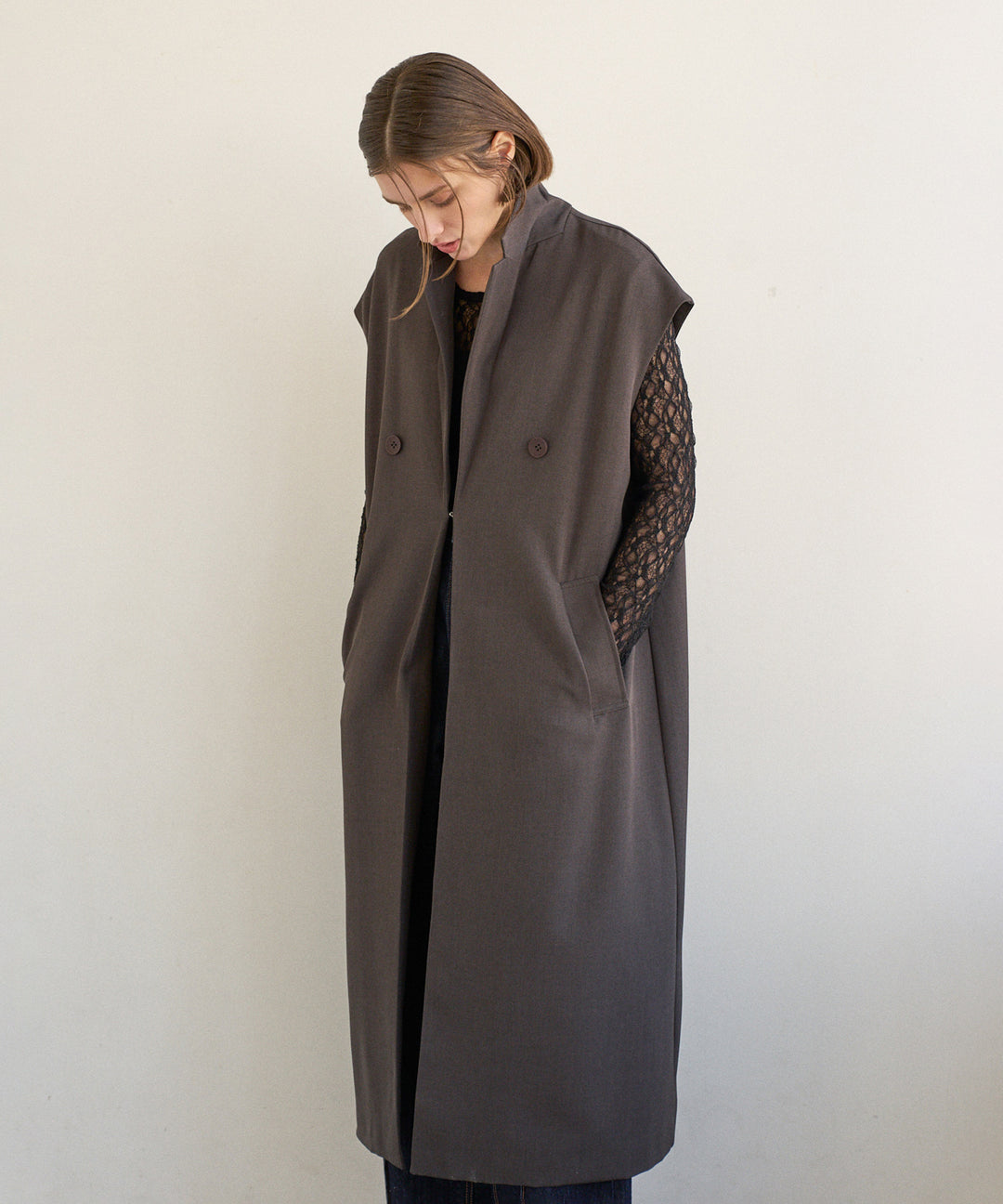 Wide Lapel Long Gilet