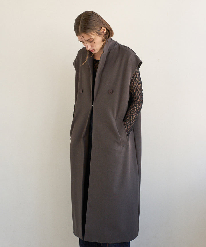Wide Lapel Long Gilet