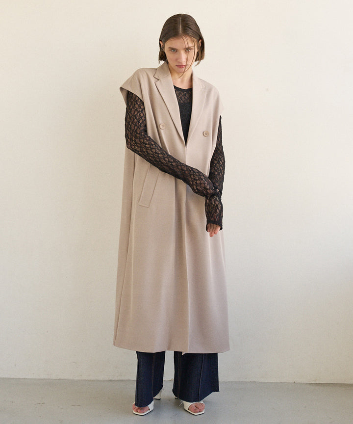 Wide Lapel Long Gilet