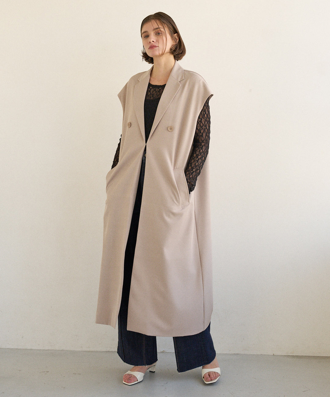 Wide Lapel Long Gilet