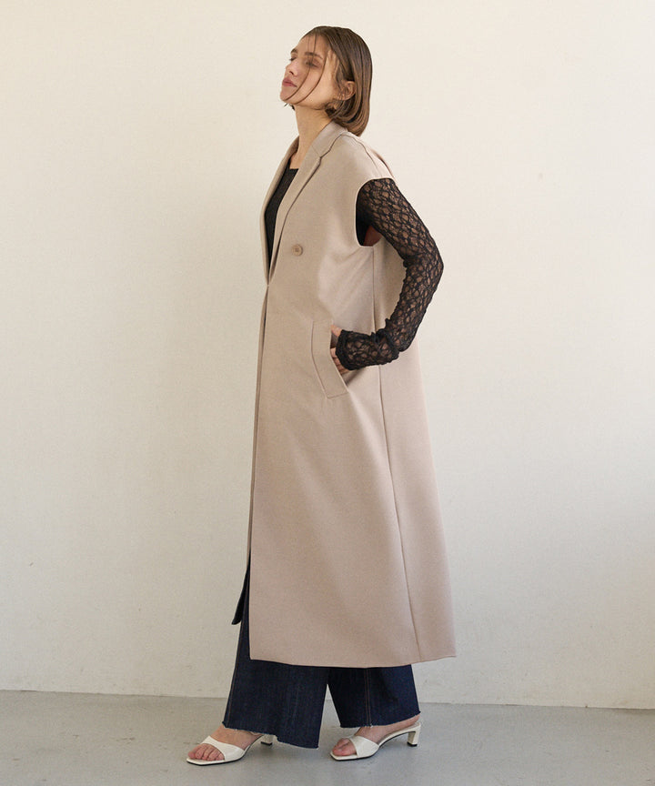 Wide Lapel Long Gilet