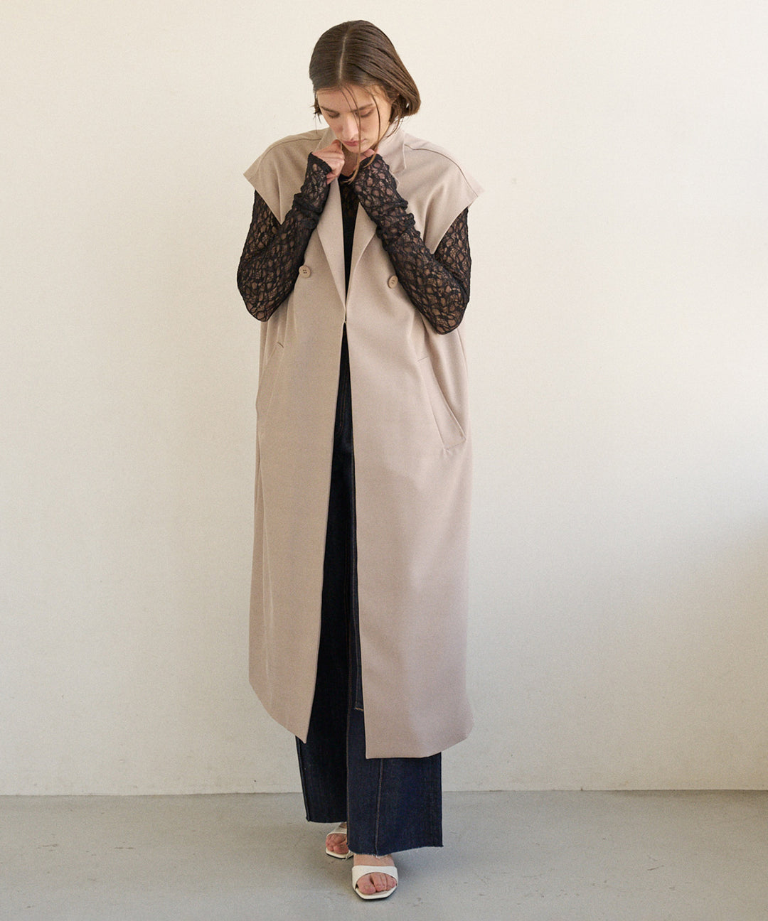 Wide Lapel Long Gilet