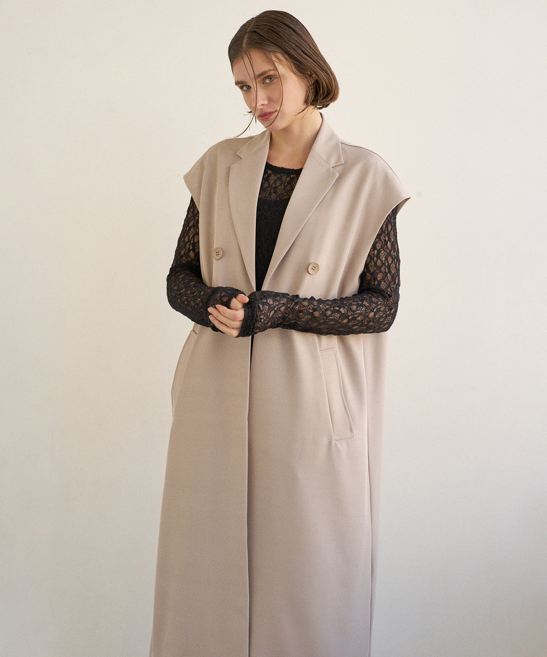 Wide Lapel Long Gilet