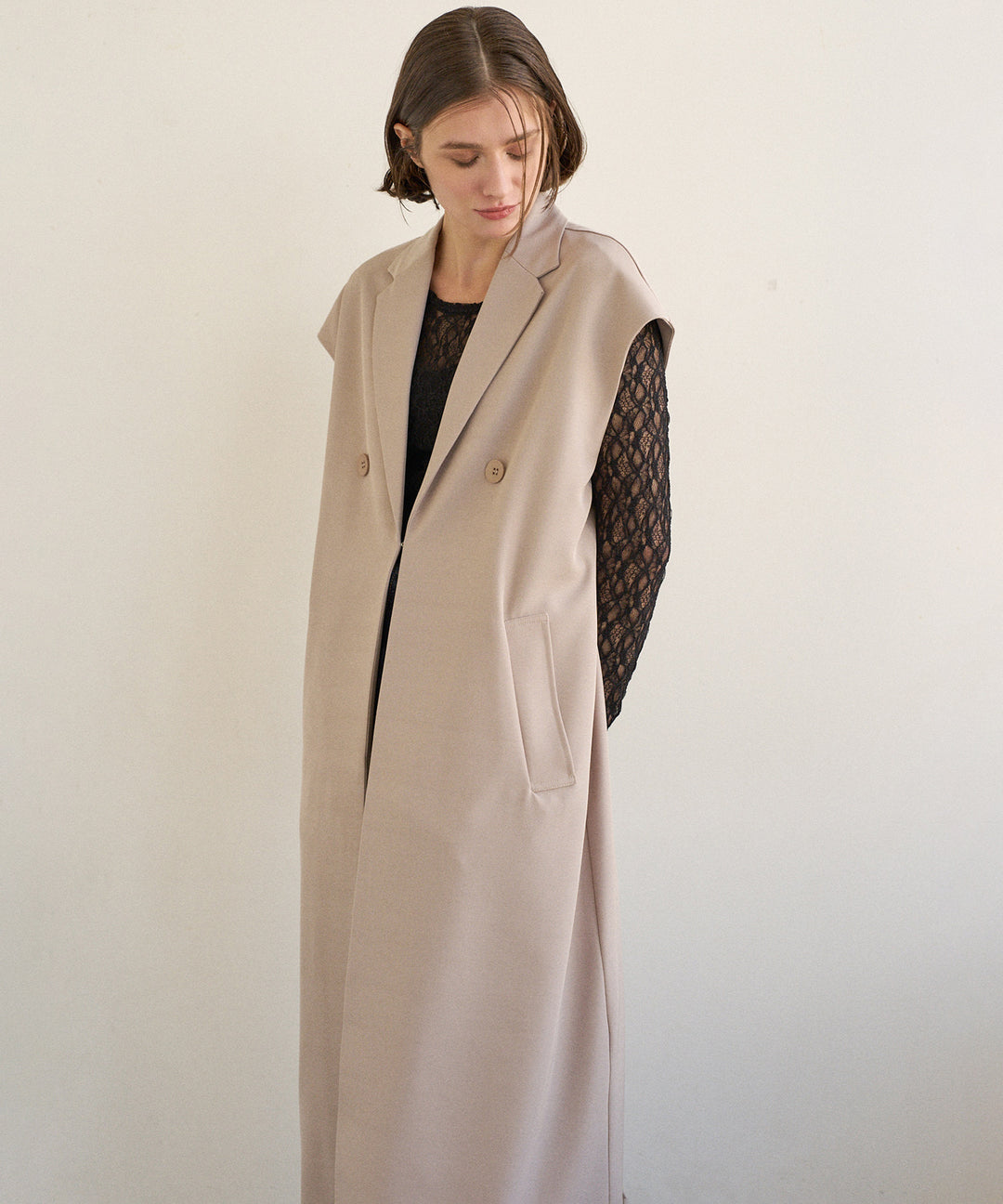 Wide Lapel Long Gilet