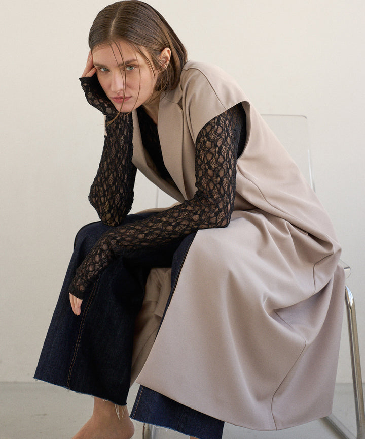 Wide Lapel Long Gilet