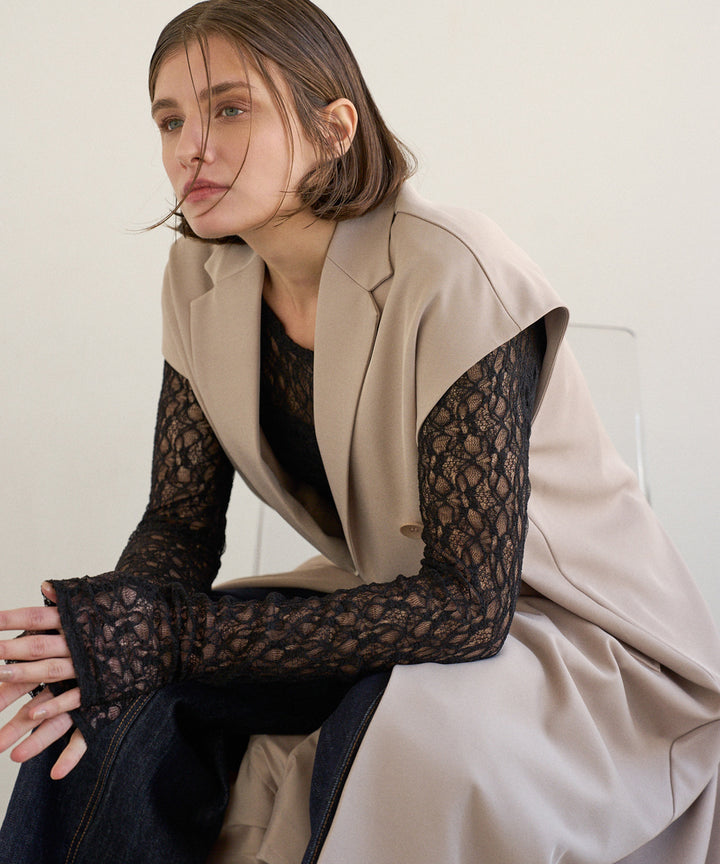 Wide Lapel Long Gilet