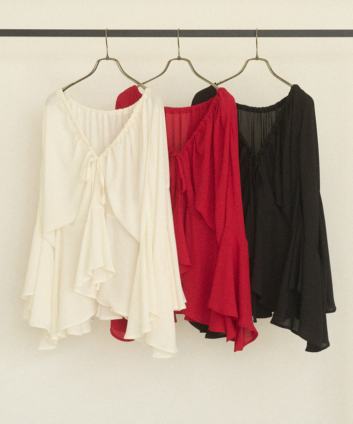 Airy Ciffon Gather Blouse