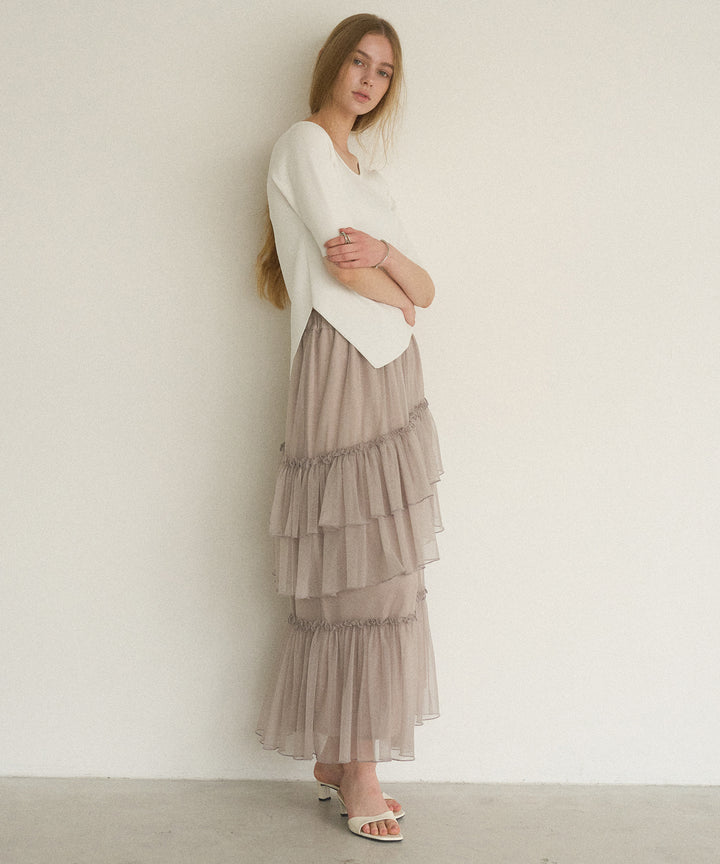 Lame Tulle Tiered Skirt