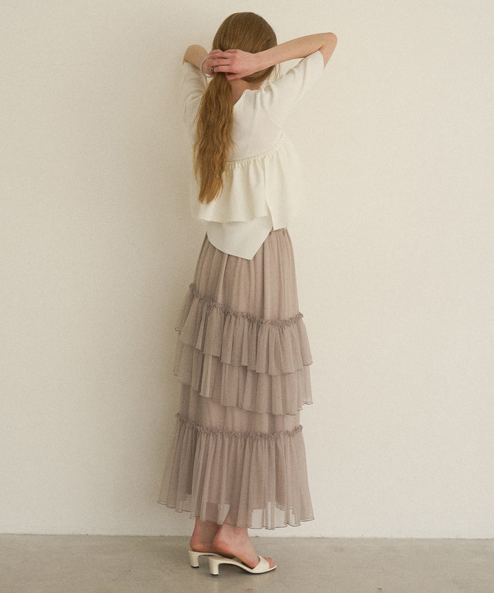 Lame Tulle Tiered Skirt