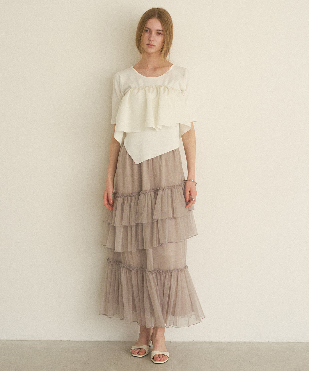 Lame Tulle Tiered Skirt