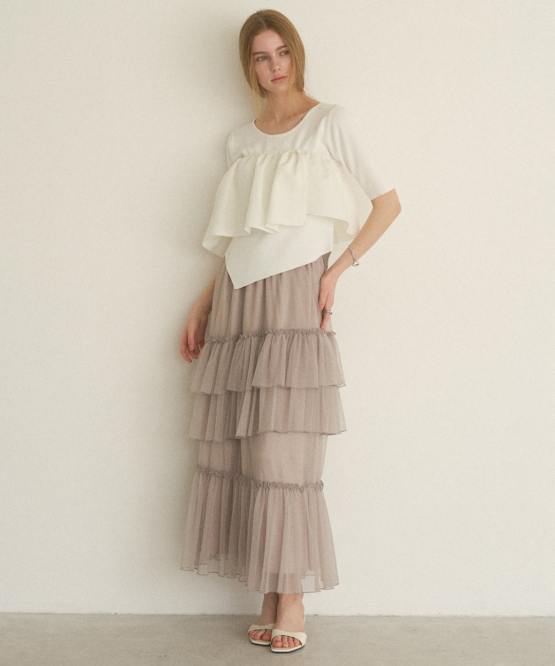 Lame Tulle Tiered Skirt