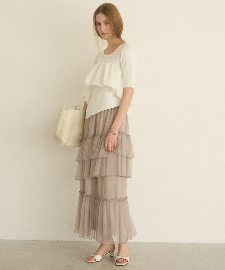 Lame Tulle Tiered Skirt