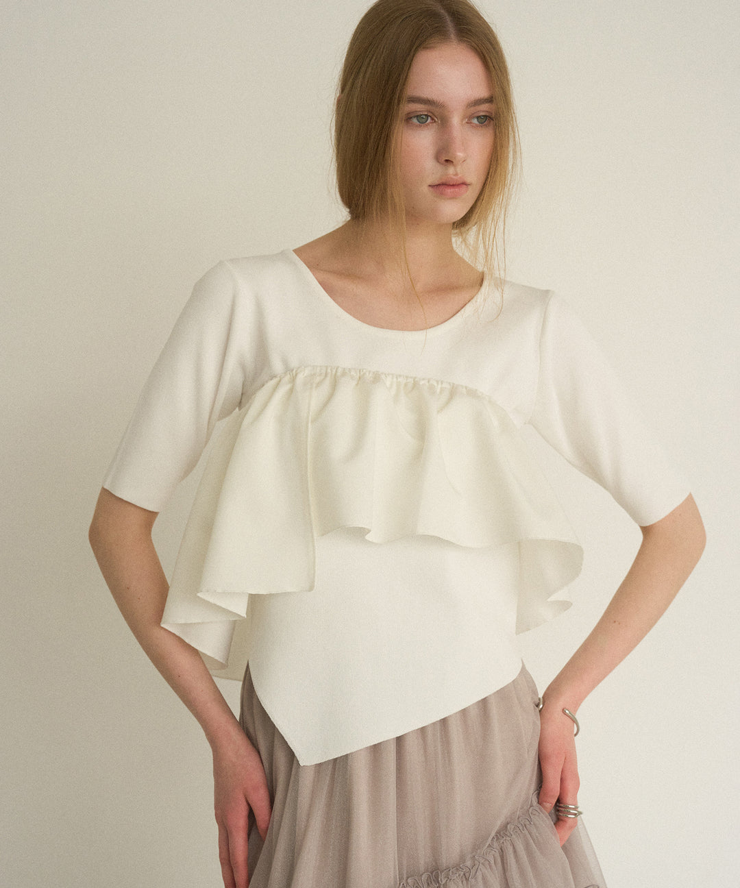 Asymmetry Cutting 2way Tops