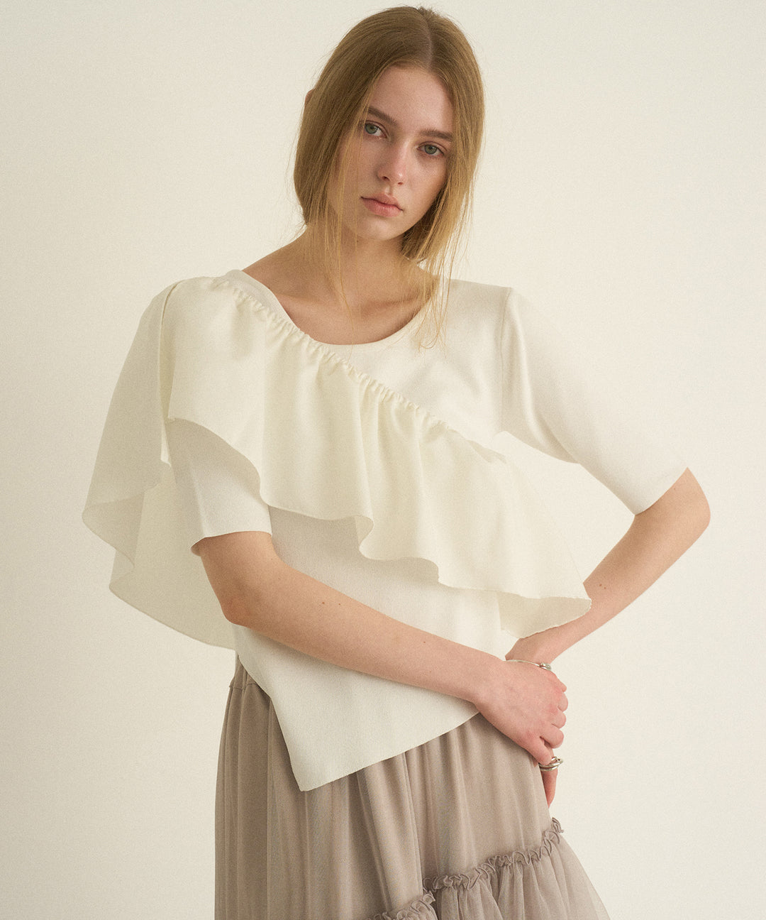 Asymmetry Cutting 2way Tops